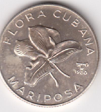 Beschrijving: 5 Pesos FLOWER MARIPOSA 